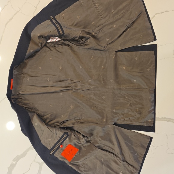 Isaia Napoli 160s Wool Solid Pin Stripe Blazer Sports Jacket Black Mens Size 42R - Picture 6 of 9